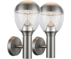 Lot de 2 appliques murales d'extérieur LED 11 watts en acier inoxydable lampe de véranda gris foncé