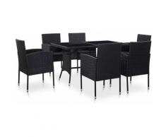 Salon de jardin 7 pcs Résine tressée Noir