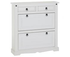 Meuble à chaussures TEQUILA style mexicain armoire avec 2 abattants et 2 tiroirs rangement pour 16
