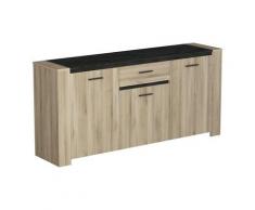 SHEFFIELD Enfilade 3 portes + 1 tiroir - Decor chene brosse - L 189,4 x P 44,9 x H 88,9 cm
