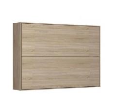 Armoire lit horizontale escamotable STRADA-V2 chêne couchage 140*200 cm.