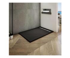 Océan 120x80cm receveur de douche à poser extra-plat - Noir avec le tuyau +siphon