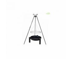 Grille en acier inoxydable sur trépied + Brasero de jardin PALMA