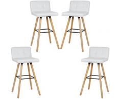 BATHRINS®Lot de 4Tabourets de Bar Cuisine Dossier Repose-Pieds Haute qualité