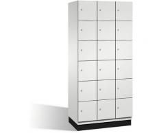CP Armoire à casiers CAMBIO avec portes en acier - 18 casiers, largeur 900 mm - corps gris