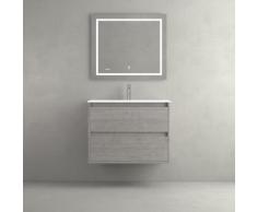 Meuble Etna 2C 100 Béton + Lavabo + Led Rond