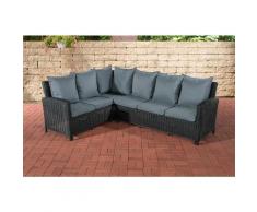CLP - Canapé d'angle Bermeo 5 mm en polyrotin rond/noir Gris métal