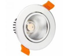 Spot LED Downlight COB Orientable Rond 12W Argenté Blanc Froid 6000K