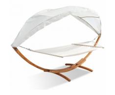 Caracas écru : hamac bois sur support avec auvent 4,15 m - 1 place - Toile poly-coton