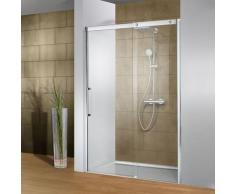 Porte de douche coulissante, verre 8 mm anticalcaire, profilé aspect chromé, Manhattan, Schulte,