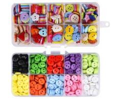 Tanabata - 590 Pièces Bouton de Couture, Bouton en Résine, Boutons colorés avec Boîte en Rangement