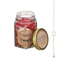 Bougie parfumée en bocal avec bijou surprise Fleur de printemps - Rouge