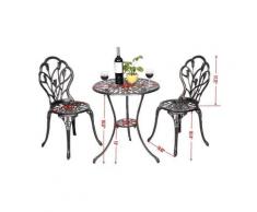 Table et 2 chaises de jardin salon de jardin en aluminium coulé style antique
