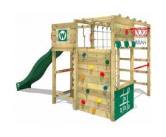 No_brand - WICKEY Aire de jeux Portique bois Smart Victory avec toboggan vert Échafaudage grimpant