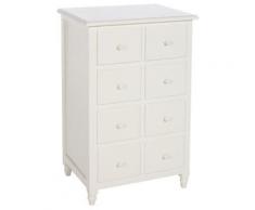 Chiffonnier de 8 Tiroirs coloris blanc en Mdf/Pin - Dim : L54 x l40 x H87 cm
