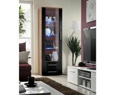 Vitrine murale à poser LED - Neo V - 60 cm x 190 cm x 40 cm - Prunier et noir - Livraison gratuite