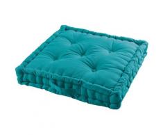 Coton D'intérieur - Coussin de sol 60 x 60 x 10 cm coton uni panama Bleu