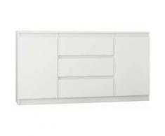 ALBI | Commode tendance style scandinave | 140x40x76 cm | 3 tiroirs + 2 portes/niches | Meuble