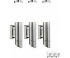 Lot de 3 Appliques Jardin Façades acier inoxydable jardin Up Down Spot éclairage dans l'ensemble LED