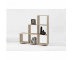 Terre De Nuit - Bibliothèque escalier 6 cases en bois imitation chêne clair - BI13008 - Bois clair