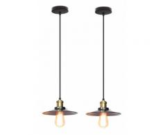 2 Pack Suspension Luminaire Industrielle Plafonnier Rétro Noir Classique Câble Réglable Lustre E27