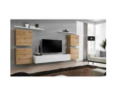 Paris Prix - Meuble Tv Mural Design switch Iv 320cm Naturel & Blanc