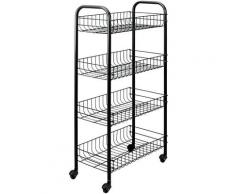Chariot de cuisine avec 4 paniers Pisa Noir - Metaltex