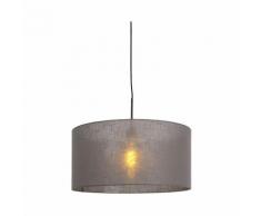 Tissu Lampe à suspension Moderne noire avec abat-jour gris 50 cm - Combi 1 Qazqa Moderne Luminaire