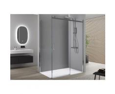 Paroi de douche fixe et porte coulissante EX806 - en verre de sécurité traitement NANO - 80 x 120 x