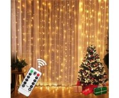 Rideau Lumineux, 3M*3M Rideau Guirlande Lumineuse 300 LED USB Rideau Lumière Interieur 8 Modes