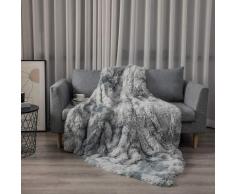 Couverture, Couverture en Fausse Fourrure Moelleuse, Plaid Polaire Gris, Couvre lit, Plaid Doux,