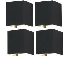 Lot de 4 appliques murales d'extérieur CUBE LED UP DOWN éclairage de cour orientable
