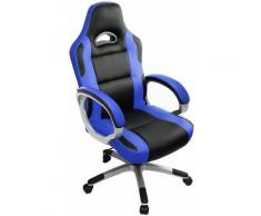 Racing Chaise de Bureau PU - Gaming Chaise - Fauteuil de Bureau - Hauteur Réglable - Bleu / Noir