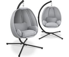 ® Fauteuil suspendu de luxe avec structure et coussin d’assise moelleux, rembourrage latéral,