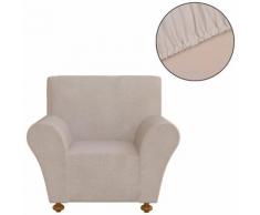 Housse Extensible de Canapé Jersey de Polyester Beige Modèle 1