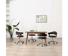 Vidaxl - Chaises Pivotantes à Dîner Bois Courbé et Similicuir Noir 4 pcs