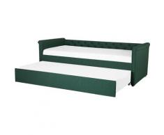 Lit gigogne en tissu vert foncé 90 x 200 cm LIBOURNE