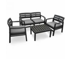 Set salon couleur anthracite avec coussins en résine Java
