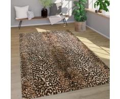 Tapis Poils Longs Tapis Peau Fausse Fourrure Motif Léopards Doux Lavable Marron 70x100 cm - Paco