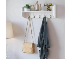 Porte-manteau mural à 5 crochets avec étagère de rangement blanc - Homfa