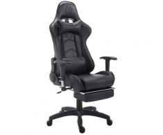 Décoshop26 - Fauteuil de bureau ergonomique dossier réglable avec repose-pieds simili-cuir noir