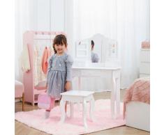 Fantasyfields - Coiffeuse enfant table de maquillage avec miroir et tabouret blanche Fantasy Fields