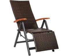 Tectake - Fauteuil Chaise Longue de Relaxation Réglable Pliant avec 1 Repose Pieds en Résine