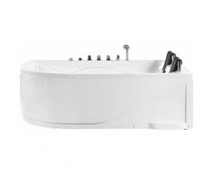 Baignoire balnéo angle côté gauche avec LED 180 cm blanche CALAMA