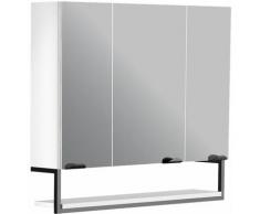 Armoire de salle de bain FAKTORY 3 portes miroir 80 cm avec étagère suspendue blanc mat