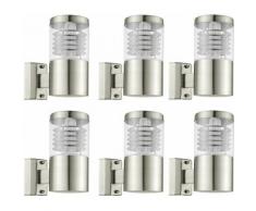 Ensemble de 6 appliques murales façades en acier inoxydable éclairage de porte d'entrée IP44