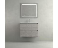 Meuble Etna 2C 100 Béton + Lavabo + Led Carré