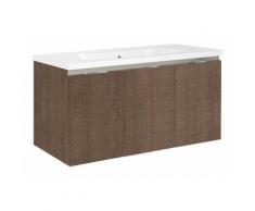 ENOVI Meuble sous vasque+vasque en font minérale, 3 portes, tranche brun 1060x535x510 mm