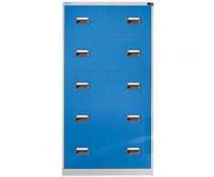 Classeur pour dossiers suspendus - 2 rangées, 5 tiroirs - gris clair / bleu clair - Coloris façade:
