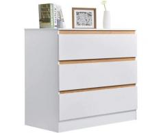 Commode à Langer 3 Tiroirs Coloris Blanc en aggloméré - Woltu